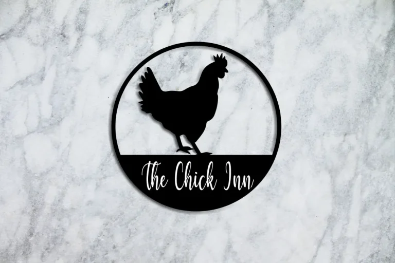 The Chick Inn Metal Sign - Round Coop Metal Sign - Hen Coop Metal Decor - Personalized Chicken Farm Sign - Outdoor Decor - Poultry Farm Sign