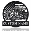 Personalized Us Tanker Truck Monogram Metal Sign Art, Custom Us Tanker Truck Metal Wall Art, Housewarming Outdoor Metal Sign