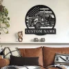 Personalized Us Tanker Truck Monogram Metal Sign Art, Custom Us Tanker Truck Metal Wall Art, Housewarming Outdoor Metal Sign