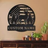 Usa Flag Deer Hunting Monogram Metal Sign Art, Metal Wall Art, Deer Antler Decor, Deer Camp Sign, Housewarming Outdoor Metal Sign