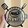 Personalized Bar & Grill Name Sign Metal Wall Art Custom Barbecue Plaque Outdoor Kitchen Decor Home Bar Hanging Sign Housewarming Gift Bbq