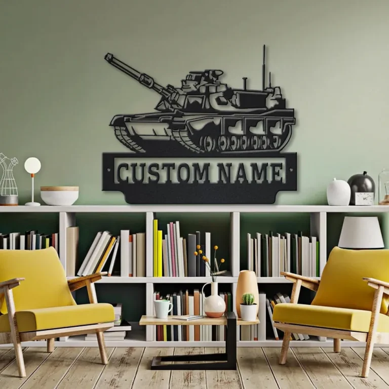 Personalized Us Military Tank Monogram Metal Sign Art, Custom Us Military Tank Metal Wall Art, Housewarming Outdoor Metal Sign