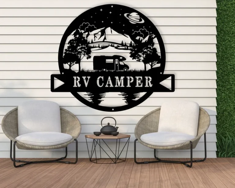 Rv Camp Metal Sign - Camp Monogram Sign - Metal Wall Art - Mountain Decor - Lake House Decor - Holiday Gift - Family Gift - Custom Name Sign