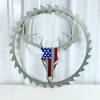 Metal Flag Deer Skull Sawblade - Usa Flag - Deer Skull Sign - Sawblade Decor - Rustic Sign - Gift For Him - Fathers Day Gift - Hunting Gift