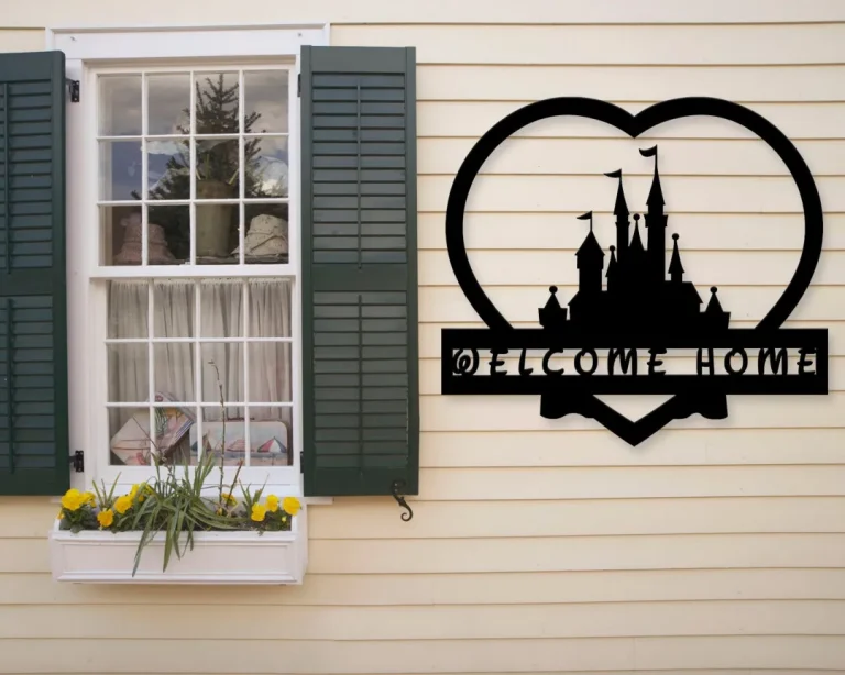 Welcome Castle Metal Sign - Family Welcome Sign - Castle Home Decor - Living Room Decor - Porch Decor - Door Hanger - Heart Sign - Home Gift