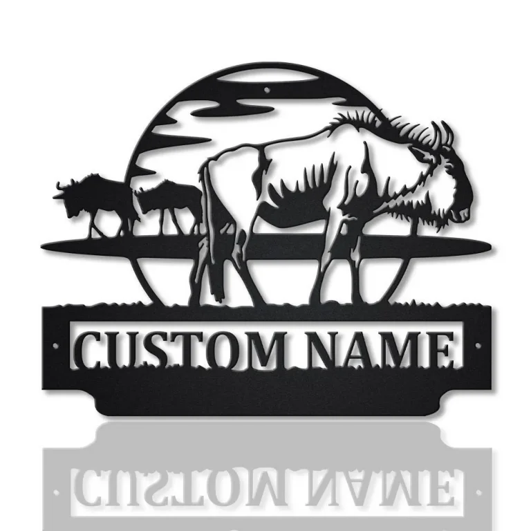 Personalized Wildebeest Animal Metal Sign Art, Custom Wildebeest Monogram Metal Sign, Animal Funny, Fathers Day Gift