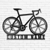 Custom Road Bike Metal Wall Art, Personalized Bicycle Lover Name Sign Decoration For Living Room, Racing Bike Home Decor