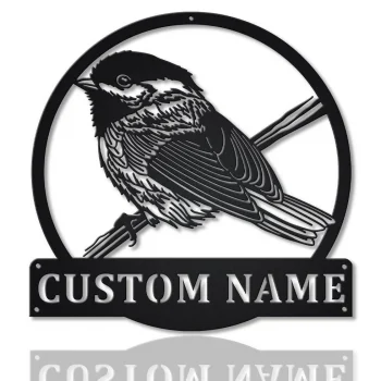 Personalized Chickadee Bird Monogram Metal Sign Art, Custom Chickadee Bird Metal Sign, Father's Day Gift, Pets Gift, Birthday Gift