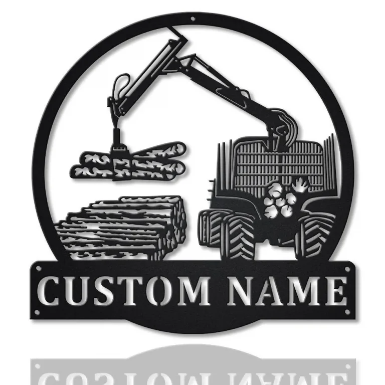 Personalized Logging Lumber Harvester Monogram Metal Sign Art, Custom Logging Lumber Metal Wall Art, Outdoor Metal Sign, Job Gift