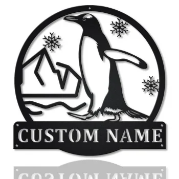 Personalized Penguin Bird Monogram Metal Sign Art, Custom Penguin Bird Metal Sign, Father's Day Gift, Pets Gift, Birthday Gift