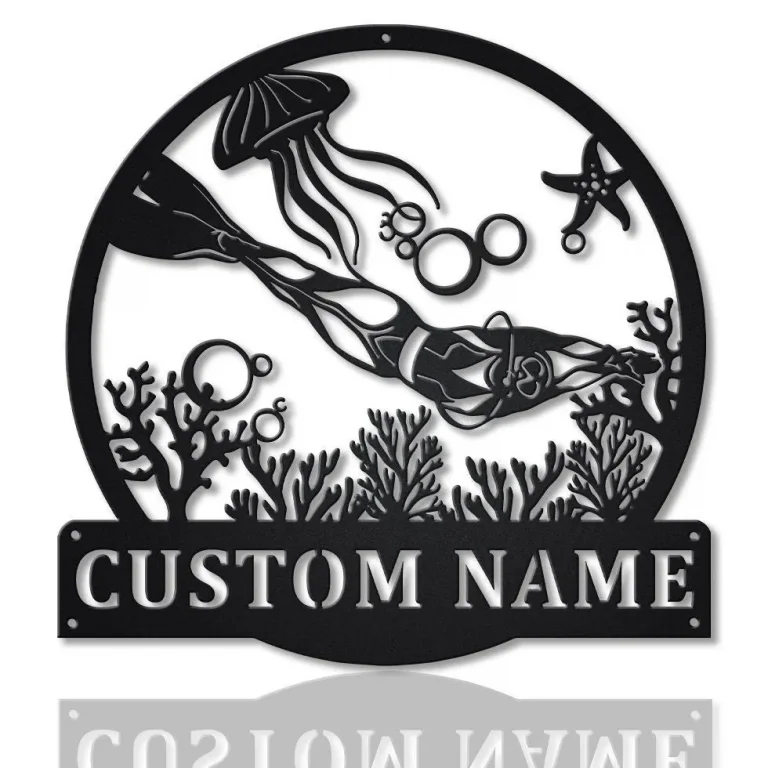 Personalized Girl Scuba Diving Sport Monogram Metal Sign Art, Custom Scuba Diving Sport Metal Sign, Sport Gift, Birthday Gift