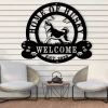 Welcome Husky Sign - Personalized Siberian Husky Dog Metal Sign Art - Dog Gifts Funny - Dog Gift - Rustic Outdoor Home & Garden Decor