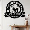 Welcome Husky Sign - Personalized Siberian Husky Dog Metal Sign Art - Dog Gifts Funny - Dog Gift - Rustic Outdoor Home & Garden Decor