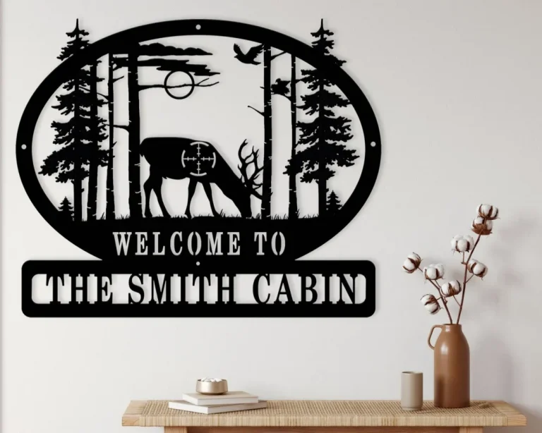 Deer Welcome Sign - Deer Wild Life - Family Name Sign - Outdoor Deer Sign - Nature Metal Decor - Deer Camp Sign - Cabin Decor - Custom Metal