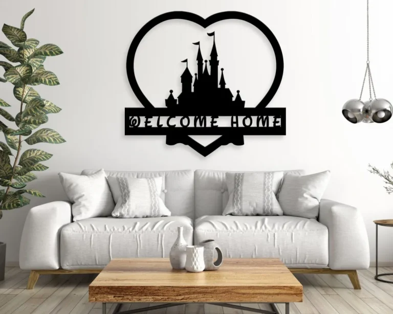 Welcome Castle Metal Sign - Family Welcome Sign - Castle Home Decor - Living Room Decor - Porch Decor - Door Hanger - Heart Sign - Home Gift