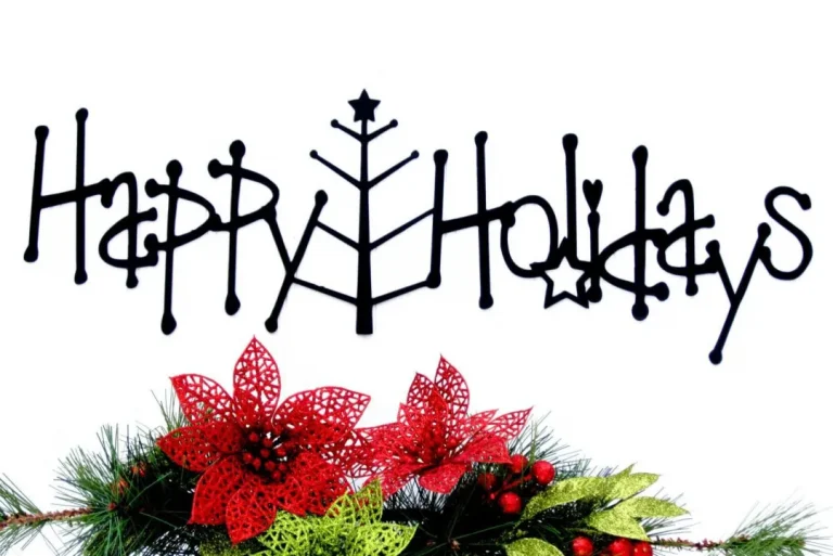 Happy Holidays Metal Sign With Christmas Tree - Black, Christmas Tree, Outdoor Wall Art, Holiday Decorations