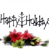 Happy Holidays Metal Sign With Christmas Tree - Black, Christmas Tree, Outdoor Wall Art, Holiday Decorations