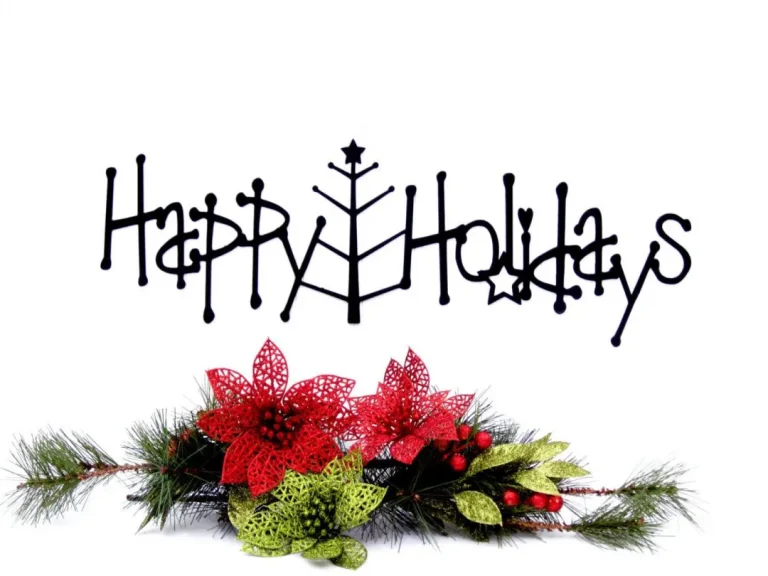 Happy Holidays Metal Sign With Christmas Tree - Black, Christmas Tree, Outdoor Wall Art, Holiday Decorations