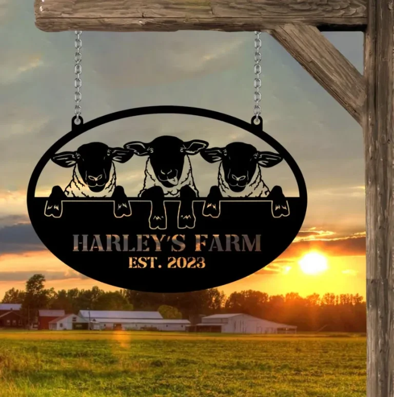 Sheep Farm Metal Sign Wall Art, Personalized Sheep Lovers Name Sign Decor, Custom Farmer Name Metal, Funny Lamb Sign, Sheep Farmhouse Metal