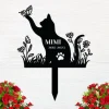 Cat Memorial Metal Stake, Personalized Cat Lovers Name Sign, Cat Memorial Marker Metal, Pet Grave Markers, Cat With Butterfly Garden Stake