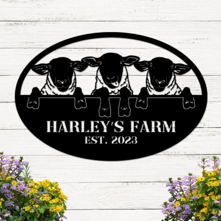 Sheep Farm Metal Sign Wall Art, Personalized Sheep Lovers Name Sign Decor, Custom Farmer Name Metal, Funny Lamb Sign, Sheep Farmhouse Metal