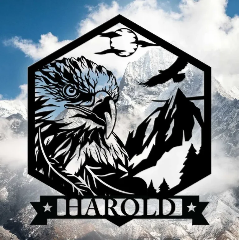Eagle And Mountain Monogram Metal Sign Wall Art, Personalized Eagle Lover Sign Decor, Custom Eagleâ€™s Mountain Metal Art, Bird Sign Decor