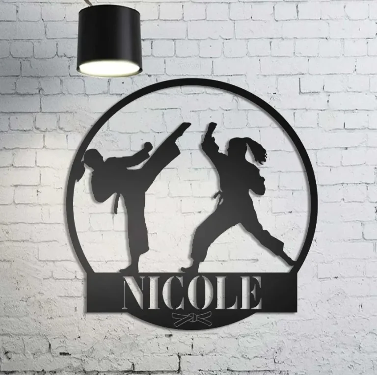 Girl Taekwondo Martial Arts Metal Sign Wall Art, Personalized Tae Kwon Do Name Sign Decor, Custom Martial Arts Metal Art, Karate Dojo Decor