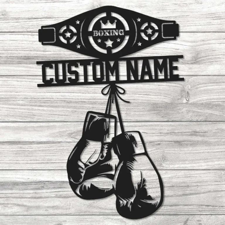 King Boxer Name Metal Sign Wall Art, Personalized Boxing Gloves Sign Decor, Custom Boxer Name Metal Art, Gym Room Decor, Fitness Sign