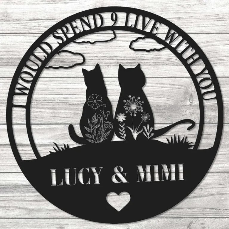 Cat Couple Name Metal Sign Wall Art, Custom Cat Lover Sign Home Decor, Cat Home Decor, Cat Lover Gift, Two Cats Wall Hanging, Outdoor Sign