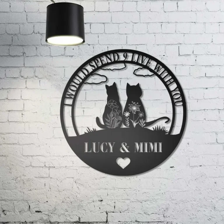 Cat Couple Name Metal Sign Wall Art, Custom Cat Lover Sign Home Decor, Cat Home Decor, Cat Lover Gift, Two Cats Wall Hanging, Outdoor Sign