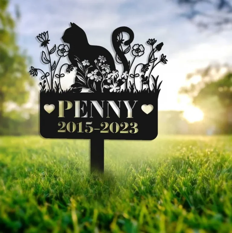 Custom Pet Memorial Stake, Personalized Cat Memorial Plaque, Pet Grave Markers, Remembrance Stake, Cat Lover Sign, Garden Name Metal Decor