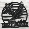 Eagle Welcome Metal Sign Wall Art, Custom American Eagle Metal, Personalized Us Large Metal Eagle Wall Sign, Eagle And Mountain Sign Decor