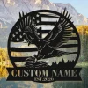 Eagle Welcome Metal Sign Wall Art, Custom American Eagle Metal, Personalized Us Large Metal Eagle Wall Sign, Eagle And Mountain Sign Decor