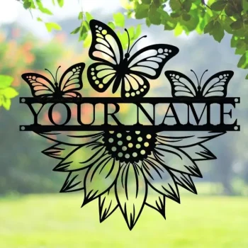 Personalized Butterfly Metal Wall Art | Custom Name Metal Sign | Butterfly Sign | Butterfly Garden Sign | Mother's Day Gift | Outdoor Decor