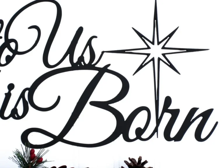 Unto Us A Child Is Born Christmas Metal Sign - Black, Christian Wall Art, Religious, Metal Wall Art, Christmas