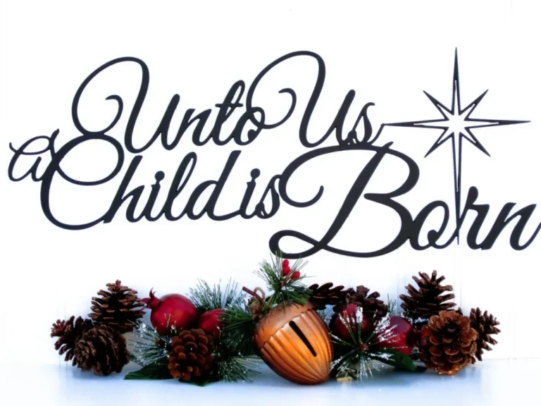 Unto Us A Child Is Born Christmas Metal Sign - Black, Christian Wall Art, Religious, Metal Wall Art, Christmas