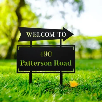 Personalized Address Yard Sign, Custom Lawn Address Metal Sign, Garden House Number Sign, Housewarming Gift, Lawn Mounted Metal Address Stake