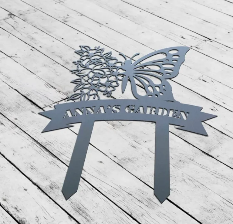 Custom Butterfly Garden Sign, Butterfly Garden Stake, Personalized Garden Name Metal Sign, Garden Art, Garden Decor, Butterfly Garden Sign