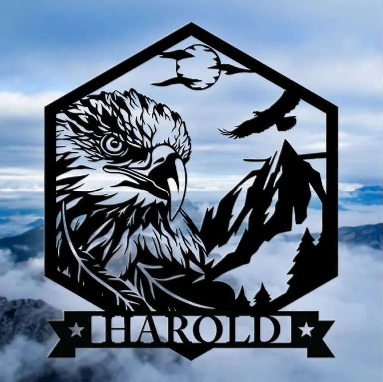 Eagle And Mountain Monogram Metal Sign Wall Art, Personalized Eagle Lover Sign Decor, Custom Eagleâ€™s Mountain Metal Art, Bird Sign Decor