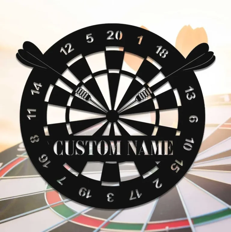 Dartboard Dart Monogram Metal Sign Wall Art, Personalized Dart Gamer Name Sign Decor, Custom Dart Lover Metal Art, Dart Club Sign