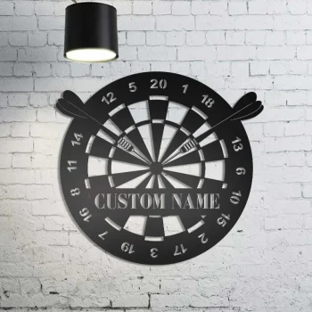 Dartboard Dart Monogram Metal Sign Wall Art, Personalized Dart Gamer Name Sign Decor, Custom Dart Lover Metal Art, Dart Club Sign