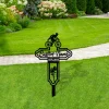 Bike Rider Memorial, In Memorial Of Gift, Custom Cemetery Stake, Grave Marker, Biker Cross, Dirt Bike Stake, Cross Paw Sign, Home Decor