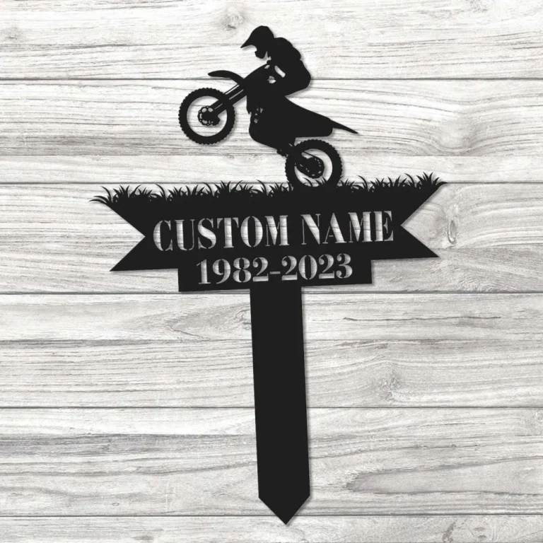 Bike Rider Memorial, Dirt Bike Stake, In Memorial Of Gift, Grave Marker, Biker Cross, Custom Cemetery Stake, Cross Paw Sign, Remembrance Stake