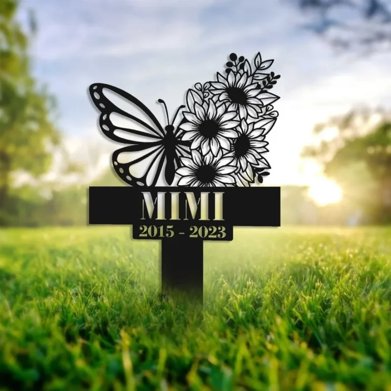 Custom Butterfly Memorial Cross Stake Metal, Metal Stake, Sympathy Sign, Grave Marker, Garden Decor, Butterfly & Cross, Butterfly Garden Stakes