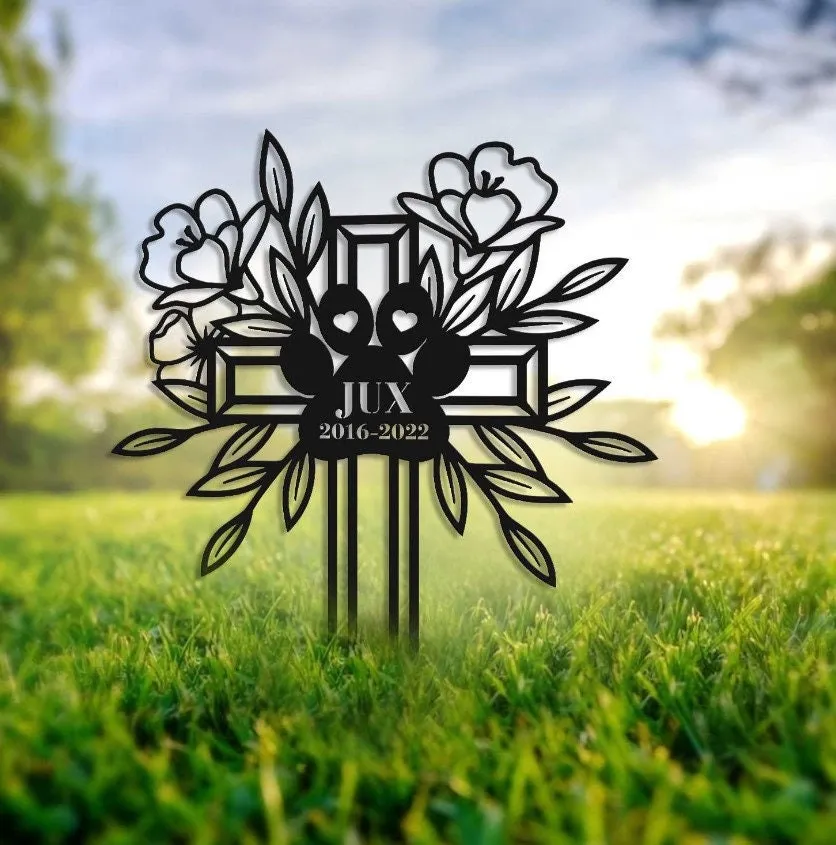 il_fullxfull.5091381582_e3nb-1.webp Custom Cross Memorial Stake, Personalized Metal Stake, Pet Loss, Sympathy Sign, Pet Grave Marker, Remembrance Stake, Cross Paw Sign