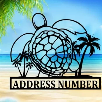 Custom Turtle Sign, Turtle Postal Number Sign, Sea Turtle Address Number Sign, Sea Turtle Sign, Turtle Metal Wall Art, Gift For New House