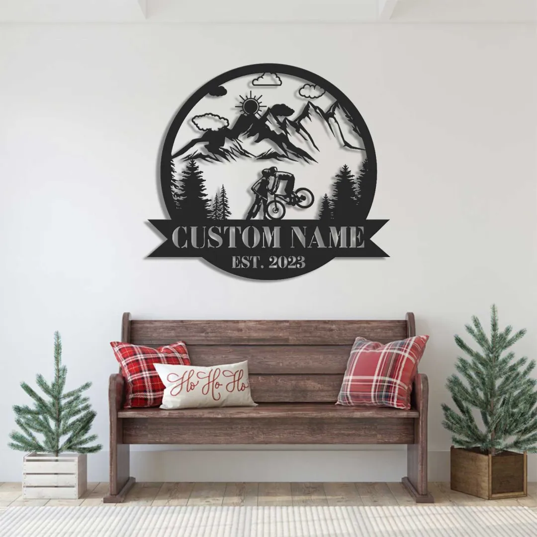il_fullxfull.5105802790_k589.webp Custom Couple Kiss Mountain Bike Metal Wall Art, Biker Decoration, Valentine's Day Gift Personalized Couple Kiss Mountain Bike, Home Decor