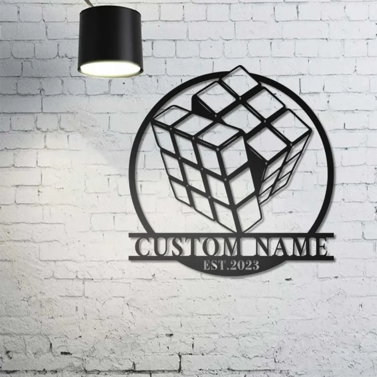 Personalized Rubik Metal Wall Art, Custom Rubik Name Sign, Puzzle Game Zone, Rubik's Lover, Rubik's Gift, Gaming Room Decor