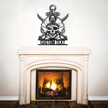 Custom Pirate Skull And Swords Metal Sign, Pirate Skull And Swords Gift, Man Cave Decor, Unique Gift, Wall Decor, Pirate Skull Sign, Home Decor