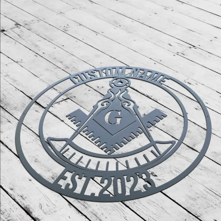 Masonic Square And Compass Metal Sign, Masonic Wall Art Masonic Symbol Hanging, Masonic Name Sign, Freemason Freemasonry Gift, Masonic Sign